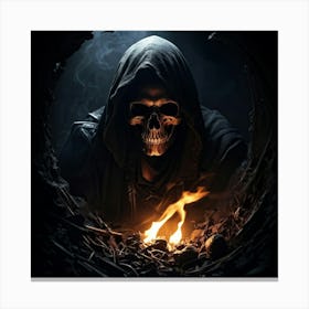 Grim Reapers Skull Plunged Into A Hole Of Bleak Darkness Where Not Even The Dimmest Light Infiltr (1) Canvas Print