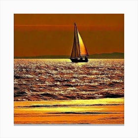 Sailboat At Sunset Canvas Print