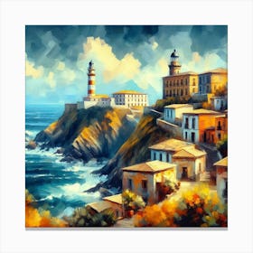 Lighthouse By The Sea Canvas Print