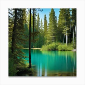 Blue Lake In The Forest 9 Canvas Print