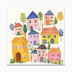 Watercolor Houses Canvas Print