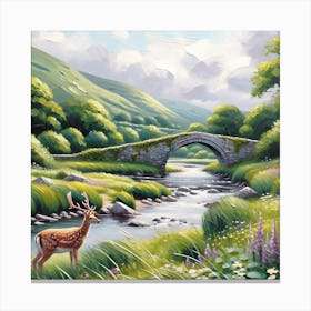 Stone Bridge 2 Vintage Style Canvas Print