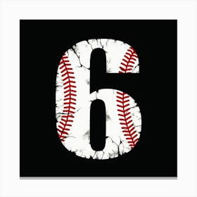 Baseball Number 6 Canvas Print