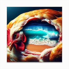Chicken On The Beach Canvas Print