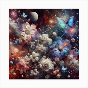 Constellations And Flowers Canvas Print