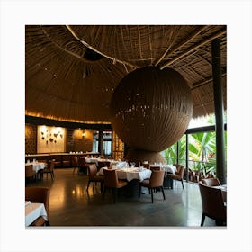 Restaurant With A Thatched Roof Canvas Print