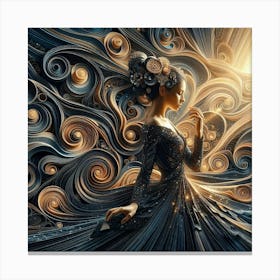 Woman In A Black Dress Canvas Print