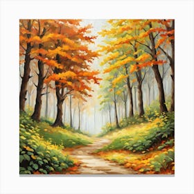 Forest In Autumn In Minimalist Style Square Composition 186 Canvas Print