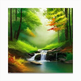 Waterfall In The Forest 40 Canvas Print