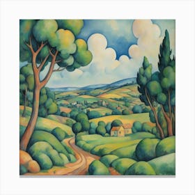 Pastoral Dreamscape Painting Inspired By Paul Cezanne 2 Canvas Print