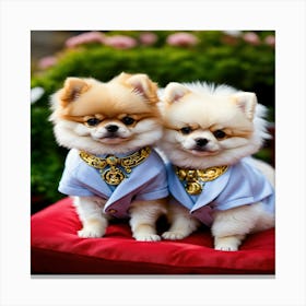 Two Pomeranian Dogs Canvas Print