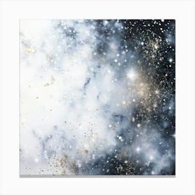 Abstract Galaxy In Watercolor Foreground Dust And Silver Sparkles Shimmering Space With A Bokeh Ef Canvas Print