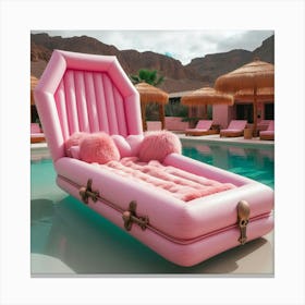 Pink Pool Lounger 1 Canvas Print