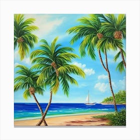 Palm Trees On The Beach 11 Canvas Print