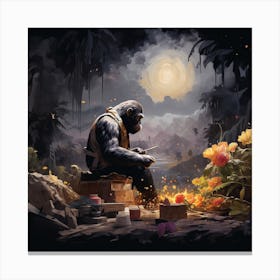 Ape In The Jungle Canvas Print