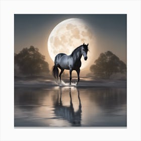 Horse In The Moonlight Canvas Print