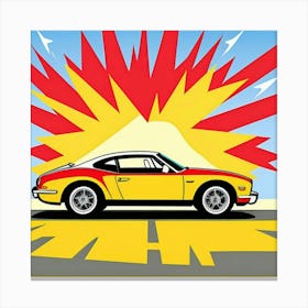 Iconic Sports Car Halftone Art Scene Canvas Print