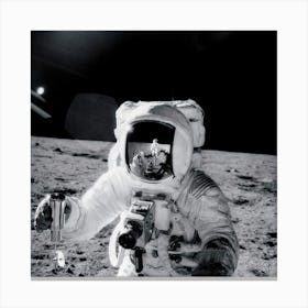 Astronaut Alan Bean Holds Special Environmental Sample Container Canvas Print