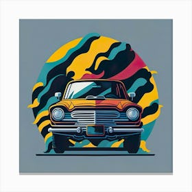 Car Colored Artwork Of Graphic Design Flat (19) Canvas Print