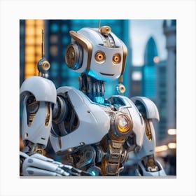 Robot In The City 31 Canvas Print