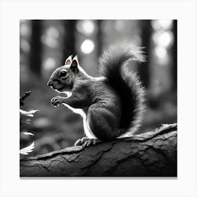 Black And White Squirrel 6 Canvas Print