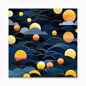 Moon And Stars 3 Canvas Print