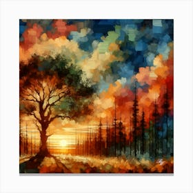 Beautiful Landscape At Sunset Canvas Print