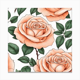 Seamless Pattern With Roses 3 Canvas Print