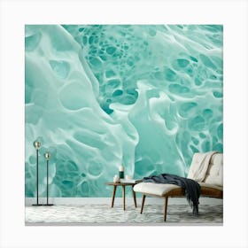 Abstract Nature Inspired Wallpaper Featuring A Turquoise Pattern With Splashes And Ripples Projecte 2 1 Canvas Print