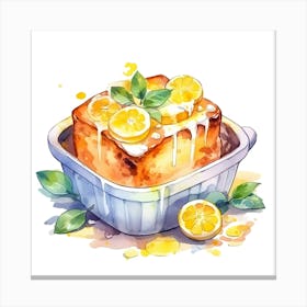 Lemon Cake Watercolor Illustration Canvas Print