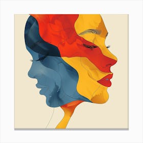 Abstract Portrait Of A Woman - Reflection, Red art, Yellow art, Blue art, city wall art, colorful wall art, home decor, minimal art, modern wall art, wall art, wall decoration, wall print colourful wall art, decor wall art, digital art, digital art download, interior wall art, downloadable art, eclectic wall, fantasy wall art, home decoration, home decor wall, printable art, printable wall art, wall art prints, artistic expression, contemporary, modern art print, Canvas Print