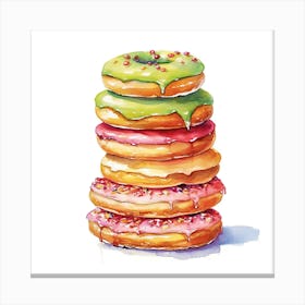 Stack Of Pistachio Donuts 3 Canvas Print