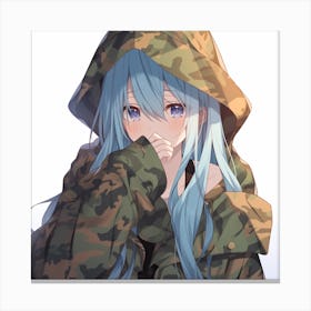 Anime Girl In Camouflage 1 Canvas Print