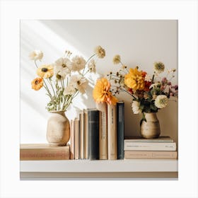 Vases And Books Canvas Print