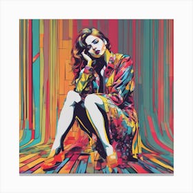Pop Art Thinking Bombshell Colorful Vertical Lines Canvas Print