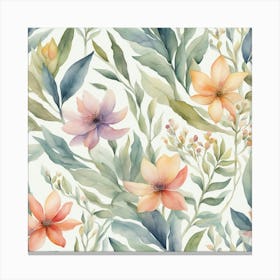 Watercolor Floral Pattern 4 Canvas Print