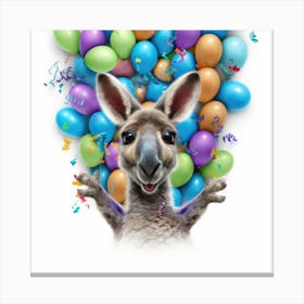 Kangaroo With Balloons Canvas Print