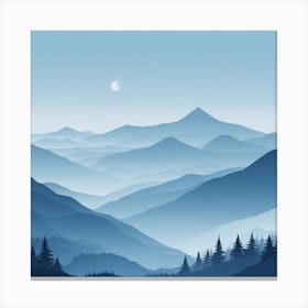 Misty mountains background in blue tone 30 Canvas Print