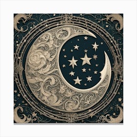 Moon And Stars 3 Canvas Print