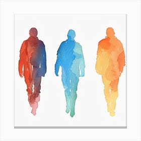 Three Men Walking Canvas Print