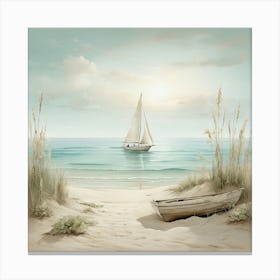 Sailboat On The Beach 3 Canvas Print