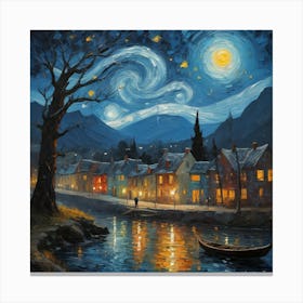 Starry Night By The Lake Canvas Print