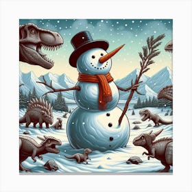 Dinosaur Snowman 2 Canvas Print