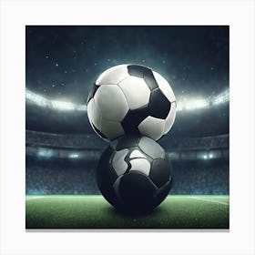 Two Soccer Balls On The Field Canvas Print