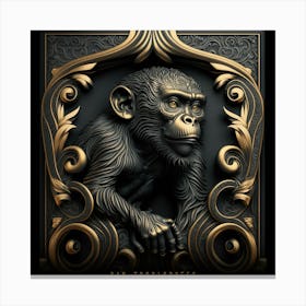 Monkey In A Gold Frame Canvas Print