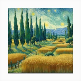 Van Gogh Painted A Wheat Field With Cypresses In The Amazon Rainforest 1 Canvas Print