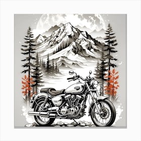 Motorcycle In The Mountains Canvas Print