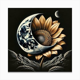 Sunflower And Moon Canvas Print