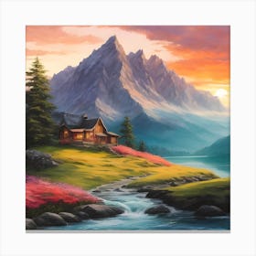 Sunset In The Mountains ❤️ Canvas Print