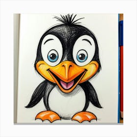 Penguin Drawing 9 Canvas Print